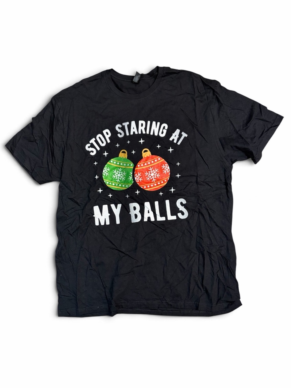 Stop Staring At My Balls men’s  Black Graphic Tee